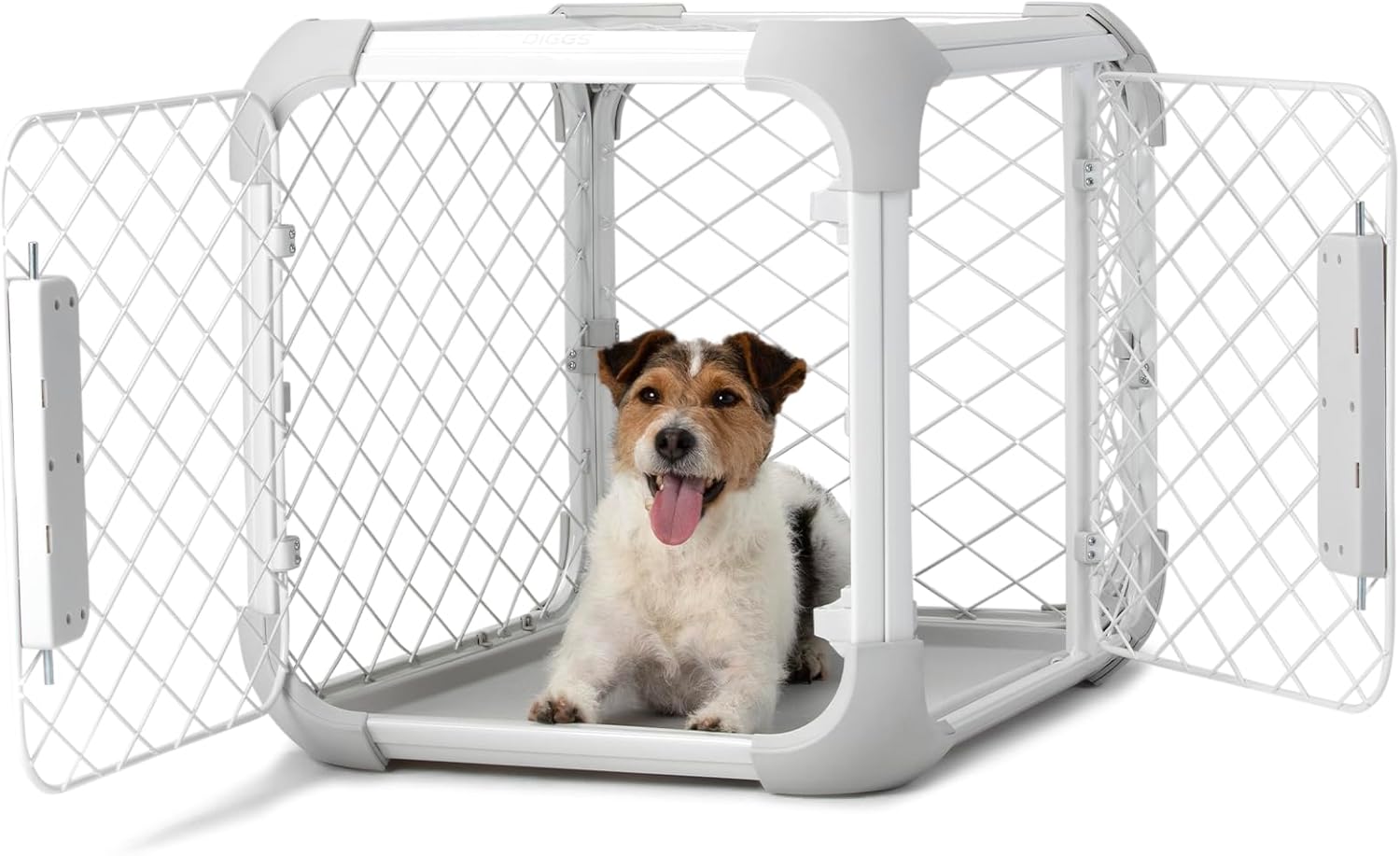 DIGGS Evolv Dog Crate - Slim, Durable Dog Kennel with Removable Ceiling Panel and Modular Design - Safe, Stylish, and Convenient (Ash, Small) - Pet Explorer