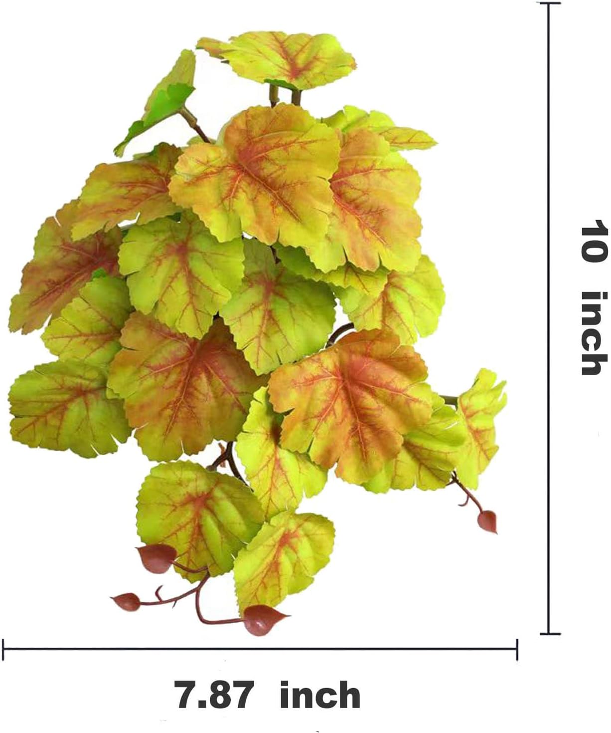 Reptile Plants for Terrarium, Amphibian Habitat Decor Artificial Hanging Plants with Suction Cup, Artificial Plants for Gecko Chameleon Snake Tortoise Tank Accessories. 2 Pack (FL-7)