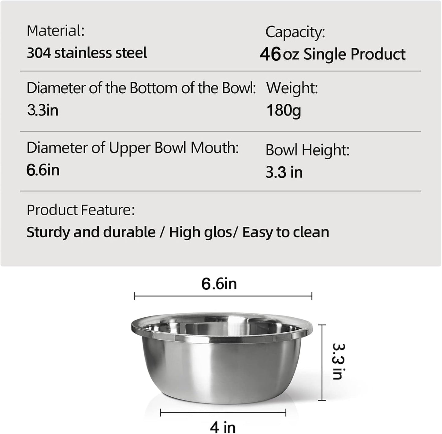 Stainless Steel Large Dog Food Bowl, 46 oz (7cup) Large Capacity Dog Water Bowl, Heavy Duty, BPA-Free for Medium and Small Dogs (2 pcs) - Pet Explorer