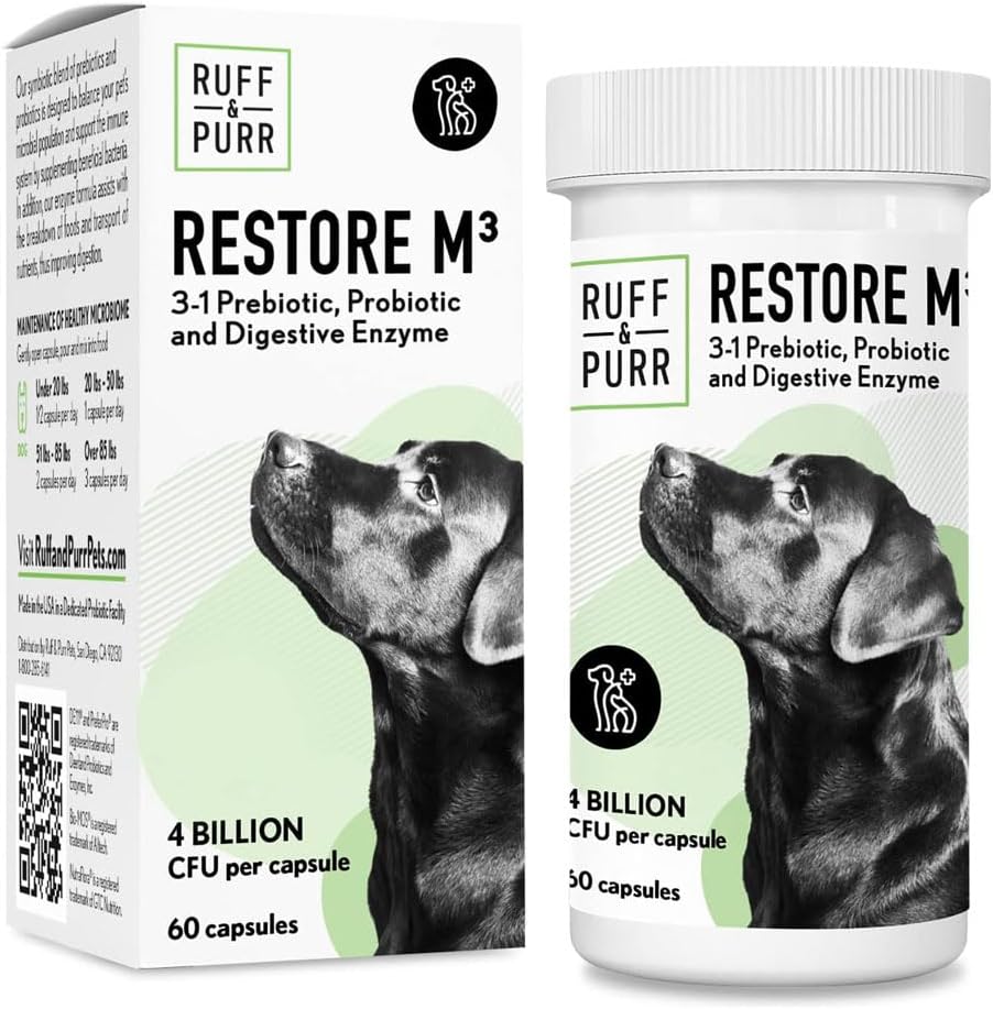 Ruff & Purr Probiotics for Dogs – 3-in-1 Probiotics, Prebiotics and Digestive Enzymes for Gut Health, Immune Support, Healthy Skin and Coat – Clinically Studied DE111 & PreforPro - Pet Explorer