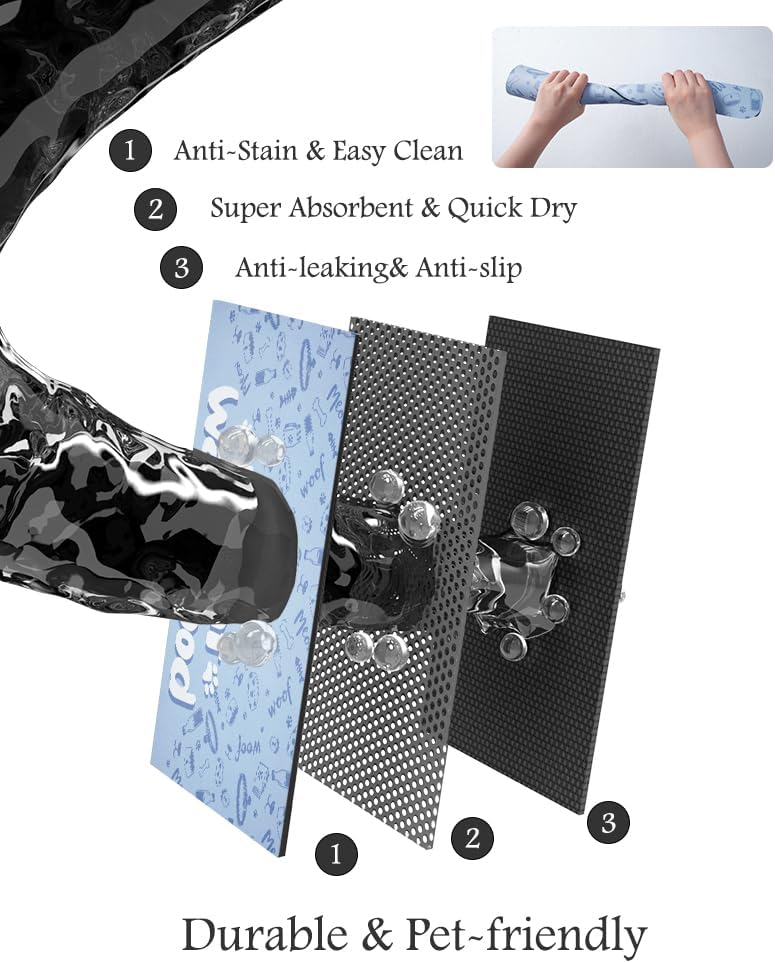 Pet Feeding Mat-Absorbent Dog Mat for Food and Water Bowl-No Stains Quick Dry Water Dispenser Mat-Dog Accessories Pet Supplies-Bowl for Messy Drinkers（PAW,17"x28" - Pet Explorer
