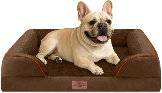 Comfort Expression Small Dog Beds Waterproof Orthopedic Foam Dog Sofa Beds for Medium Dogs Comfy Pet Bed with Washable Removable Cover & Non-Slip Bottom(Small,Chocolate Brown) - Pet Explorer
