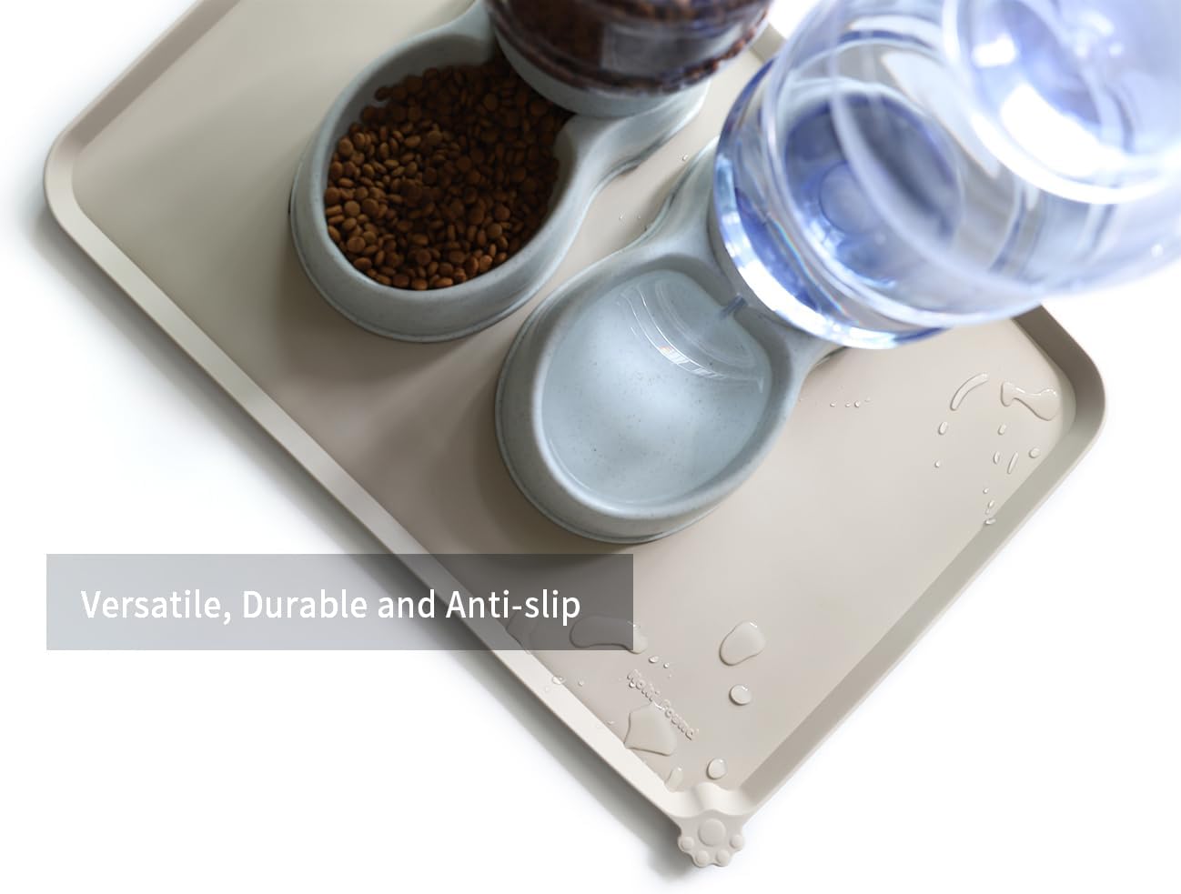 Hoki Found Large Silicone Non Slip Pet Feeding Mats - Waterproof Dog Cat Food Mats - Cream Brown - Pet Explorer