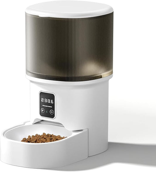 Automatic Cat Feeder, Relihom 4L Auto Cat Feeder Dry Food Dispenser, Electric Pet Feeder Dual Power Supply, Programmable Pet Feeder Timed 1-6 Meals Per Day, 1-9 Portion