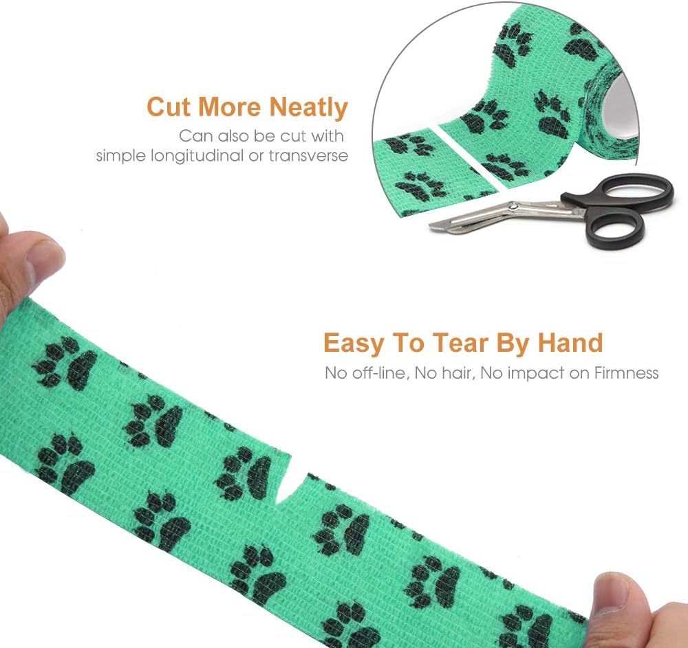 AUPCON Vet Wrap Cohesive Bandages Bulk Self Adhesive Bandage Wrap Self Adherent Wrap Non-Woven for Dogs Pet Animals & Ankle Sprains & Swelling 2 Inch x 5 Yards (2 Inch Claw) - Pet Explorer