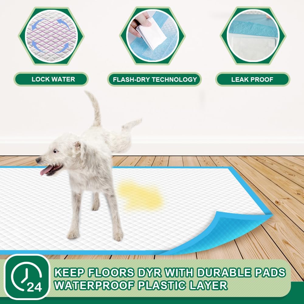IMMCUTE Puppy Pads 22"x23" 100 Count | 6-Layer Leak-Proof & Super Absorbent Dog Training Pads | Disposable Potty Pads for Puppies, Dogs, Cats & Rabbits | Blue & White - Pet Explorer