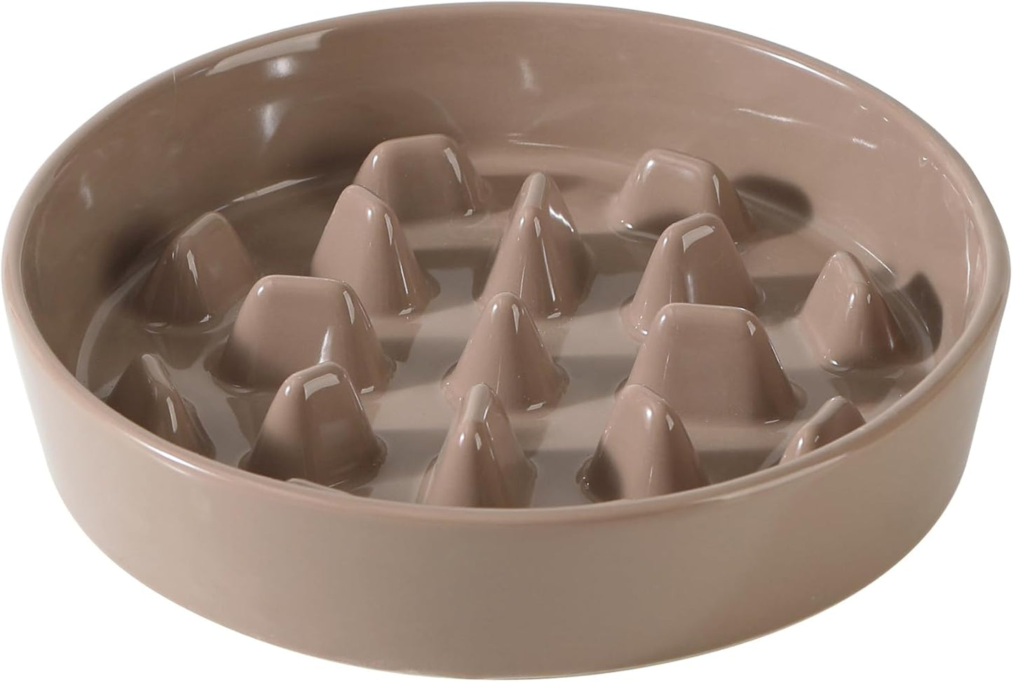 Ceramic 9.5 inch Dog Bowl Slow Feeder, Slow Pet Food Dish for Large Dog, Stop Bloat, Preventing Choking(Single Bowl, Brown Coffee) - Pet Explorer