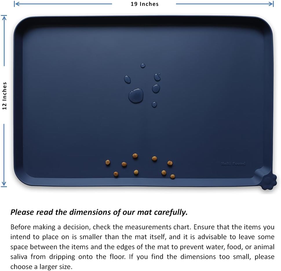 Hoki Found Silicone Pet Food Mats Tray - High-Lips Pet Dog Cat Bowl Mats - Dog Pet Cat Feeding Mat - Waterproof Dog Cat Food Mats -Pet Water Mats for Floors - French Navy - Pet Explorer