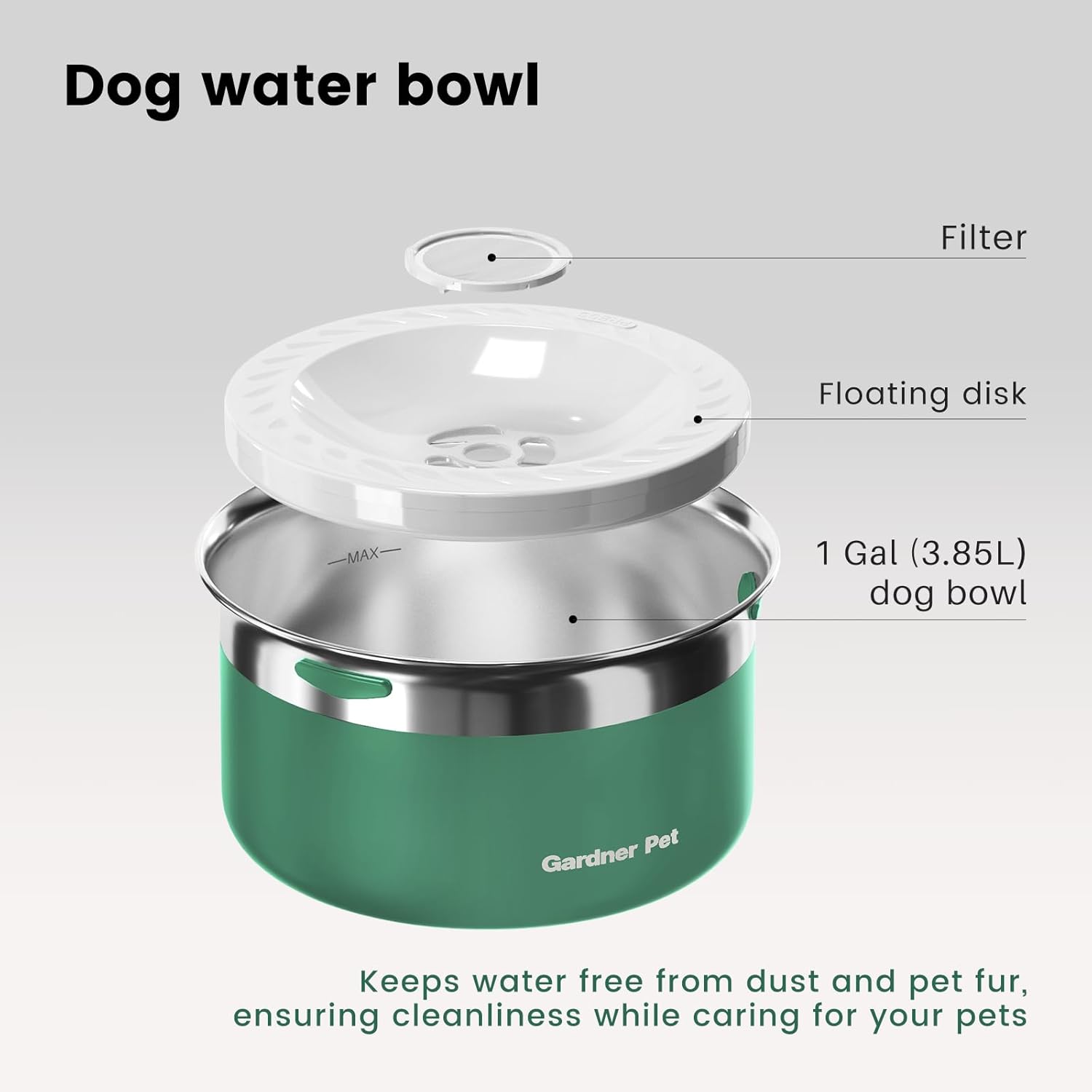Gardner Pet Dog Bowls 1 Gallon (3.85L) Stainless Steel No Spill Dog Water Bowl, Slow Water Feeder Metal Bowls, Spill Proof Water Dispenser for Large Dogs, Promotes Healthy Hydration - Pet Explorer