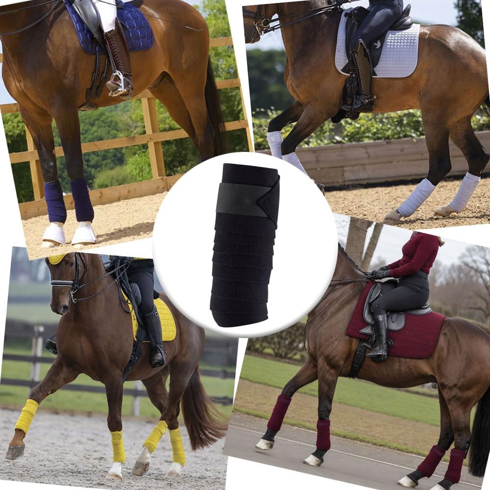 Horse Polo Leg Wraps Soft Fleece Wraps Equestrian Leg Bandage 4-Pack (Full(10ft), White)