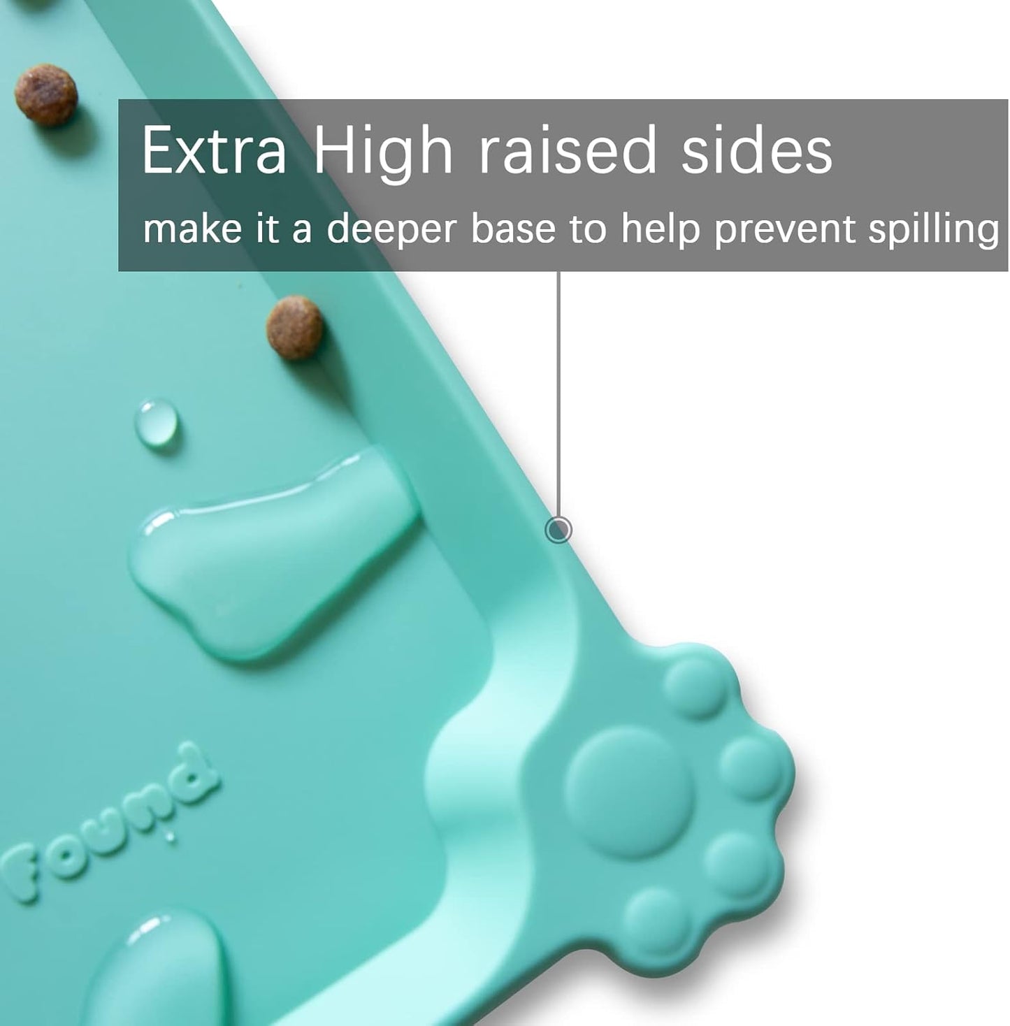Hoki Found Large Silicone Non Slip Pet Food Mats - Tray for Dogs and Cats - Waterproof Feeding Mats - Cool Mint - Pet Explorer