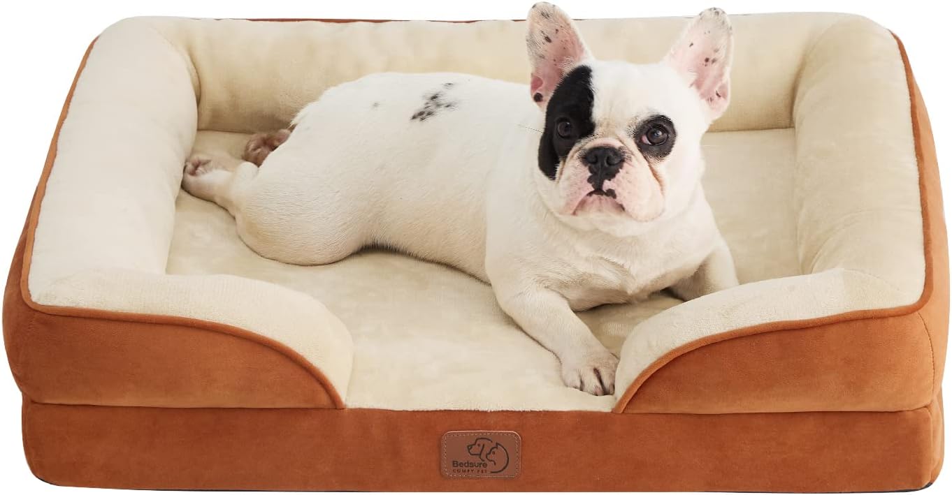 Bedsure Orthopedic Dog Bed Medium Size Dogs - Washable Medium Dog Cat Bed Waterproof, Comfort Pet Couch Sofa with Washable Removable Cover, Pets Bed with Nonskid Bottom, Ember Clay, 28" - Pet Explorer