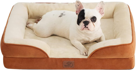 Bedsure Orthopedic Dog Bed Medium Size Dogs - Washable Medium Dog Cat Bed Waterproof, Comfort Pet Couch Sofa with Washable Removable Cover, Pets Bed with Nonskid Bottom, Ember Clay, 28" - Pet Explorer