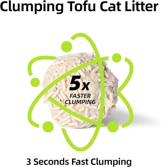 Tofu Cat Litter Strong Clumping Litter 99.9% Dust Free and Flushable Cat Litter, Natural Sustainable Ingredients Odor Control, Low Tracking