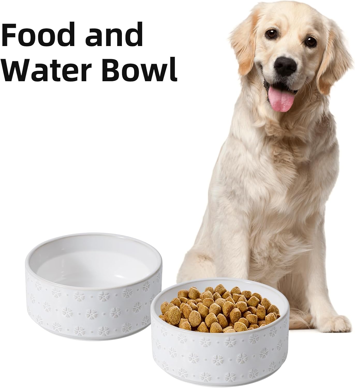 7.3inch Ceramic Dog Bowl, Food and Water Bowl for Medium Breed Dog, Pet Bowl for Replacement (Single Bowl, Arctic White) - Pet Explorer