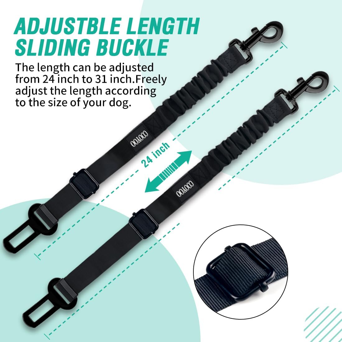 COOYOO Dog Seat Belt, Durability Retractable Dog Car Harness Adjustable Dog Seat Belt for Vehicle Nylon Pet Safety Seat Belts Heavy Duty & Elastic - Pet Explorer