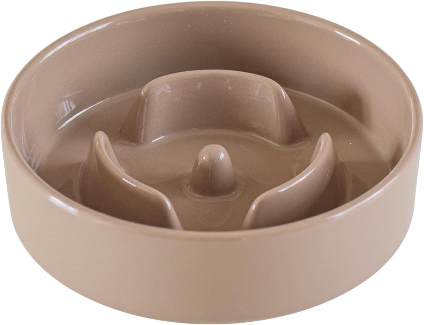 6.1inch Dog Bowl Slow Feeder Ceramic for Small Dog, Pet Slow Feeder, Stop Bloat, Preventing Choking(Single Bowl-Brown Coffee) - Pet Explorer