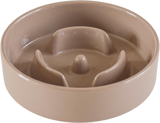 6.1inch Dog Bowl Slow Feeder Ceramic for Small Dog, Pet Slow Feeder, Stop Bloat, Preventing Choking(Single Bowl-Brown Coffee) - Pet Explorer