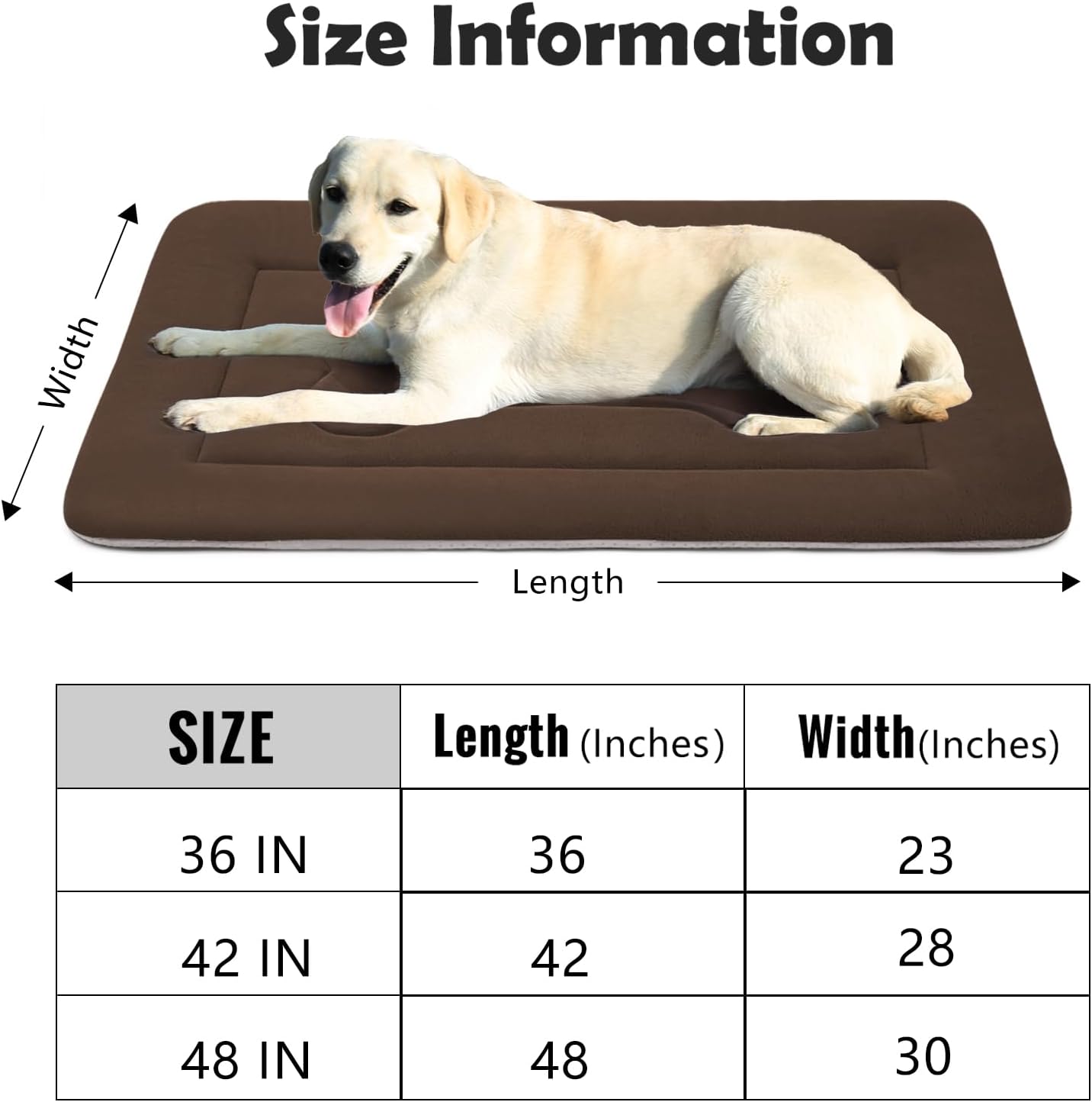 JoicyCo Dog Bed Soft Dog Crate Pad Mat for Medium/Large Dogs, 36 in Non-Slip Bottom Washable Dog Sleeping Mattress Pet Beds Cat Bed Kennel Pad, Dark Brown - Pet Explorer