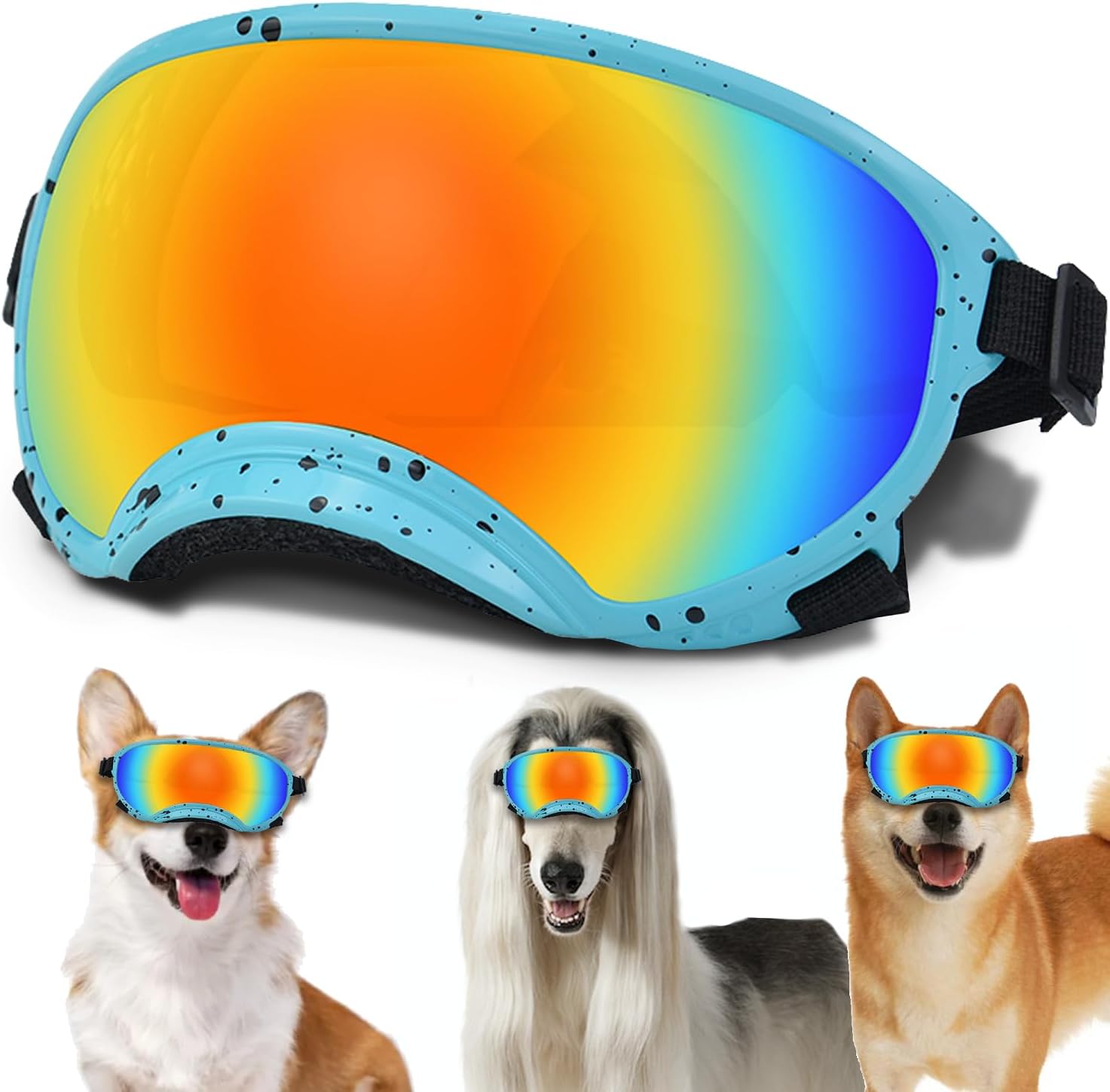 Medium Dog Sunglasses with Adjustable Strap UV Protection, Winproof Dog Puppy Sunglasses, Suitable for Medium Dog Pet Glasses, Dogs Eyes Protection,Soft Dog Goggles - Pet Explorer