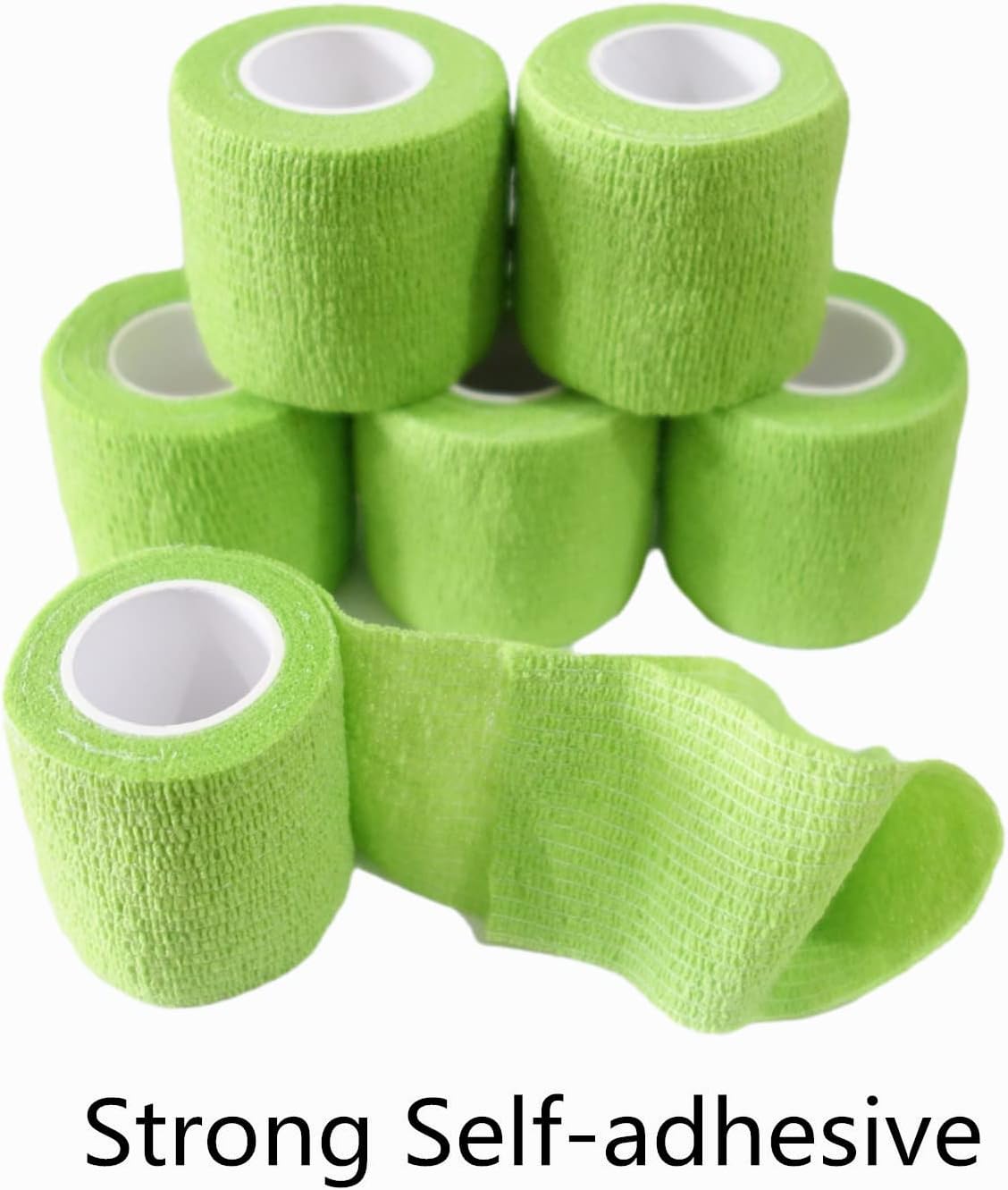 6 Pack 2" x 5 Yards Self Adhesive Bandage Wrap Breathable Cohesive Vet Wrap for Pets, Elastic Self-Adherent Tape for Sports, Wrist, Ankle (Green) - Pet Explorer