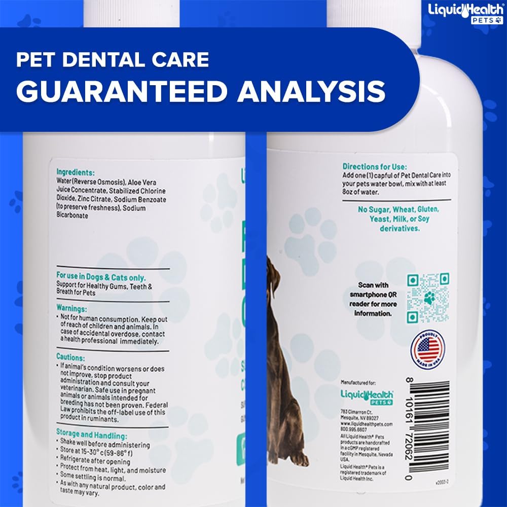 LIQUIDHEALTH Pet Dental Care Water Additive for Dogs & Cats - Fast Acting Pet Bad Breath Freshener, Dog Mouth Wash, Animal Oral Dental Rinse, Plaque & Tartar Teeth Cleaning Solution (2-Pack) - Pet Explorer