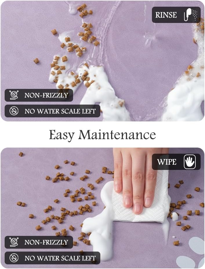 Pet Feeding Mat-Absorbent Dog Mat for Food and Water Bowl-No Stains Quick Dry Water Dispenser Mat-Dog Accessories Pet Supplies-Bowl for Messy Drinkers（Purple,23"x34" - Pet Explorer