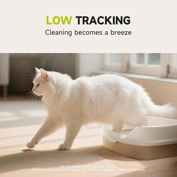4-in-1 Tofu Cat Litter, Mixed Cassava, Baking Soda, SAP, Natural Plant, Fast Clumping, Strong Water Adsorption & Deodorization, No Tracking, Dust-Free, Flushable, (5.5lbx1bag)