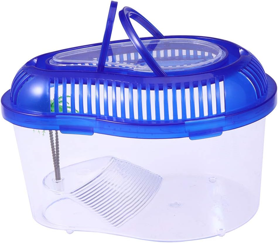 POPETPOP Reptile Carrier - Reptile Terrarium Habitat Small Turtle Tank, Turtle Container, Reptile Carrier with Cover and Handle - Above Tank Basking for Mini Pet Houses(Small) - Pet Explorer