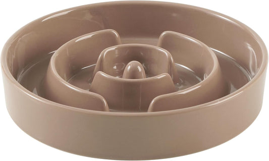 9.5inch Ceramic Slow Feeder Dog Bowl for Large Dog, Puzzle Dish, Anti-Gulping, Pet Slow Feeder, Stop Bloat, Preventing Choking (Single Bowl-Brown Coffee) - Pet Explorer