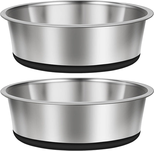 Taglory 2 Cup Stainless Steel Dog Bowls Set of 2 for Food and Water, Silicone Base Anti-Slip, Rust Resistant, Extra Thick Metal Dog Bowl for Cats and Puppies, 17oz, Black - Pet Explorer