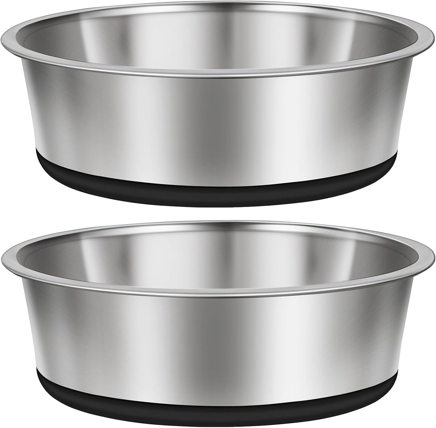 Taglory 11 Cup Stainless Steel Dog Bowls Set of 2 for Food and Water, Silicone Base Anti-Slip, Rust Resistant, Extra Thick Metal Bowls for Large Dogs, 84oz, Black - Pet Explorer