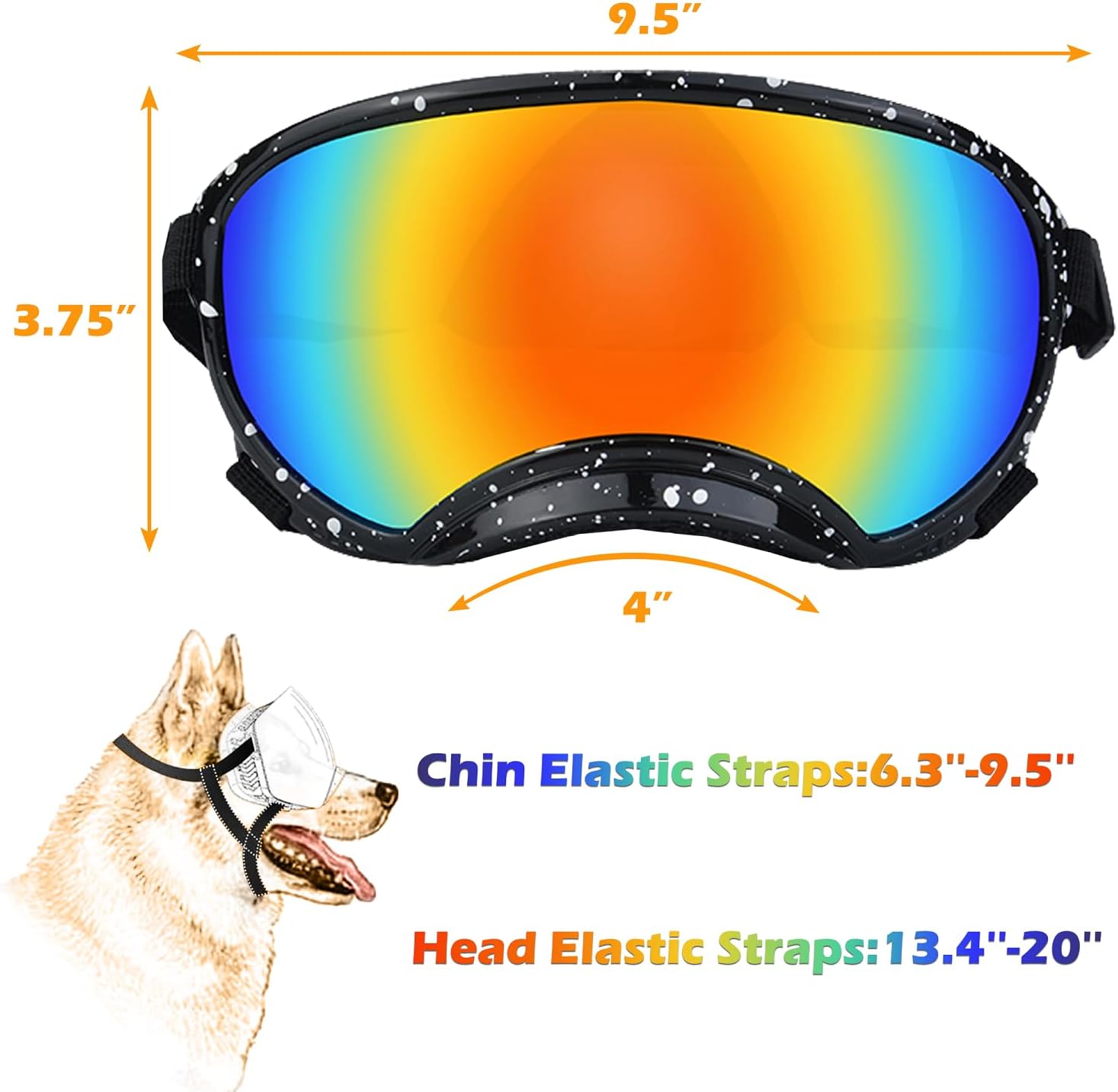 Large Dog Sunglasses with Adjustable Strap UV Protection, Winproof Dog Puppy Sunglasses, Suitable for Medium-Large Dog Pet Glasses, Dogs Eyes Protection，Soft Dog Goggles - Pet Explorer
