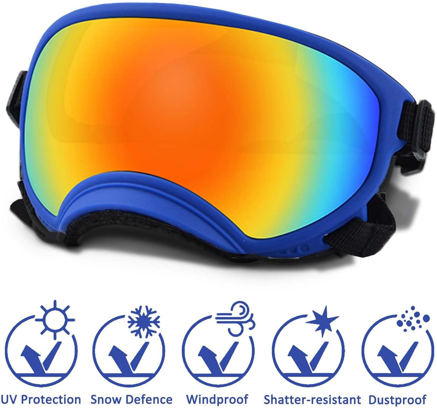 Medium Dog Sunglasses with Adjustable Strap UV Protection, Winproof Dog Puppy Sunglasses, Suitable for Medium Dog Pet Glasses, Dogs Eyes Protection,Soft Dog Goggles - Pet Explorer
