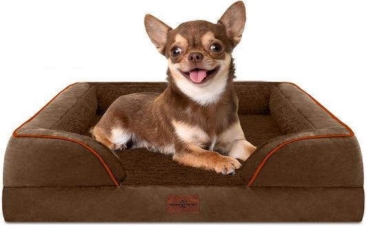 Comfort Expression Small Dog Beds Waterproof Orthopedic Foam Dog Sofa Beds for Small Dogs Comfy Pet Bed with Washable Removable Cover & Non-Slip Bottom(X-Small,Chocolate Brown) - Pet Explorer