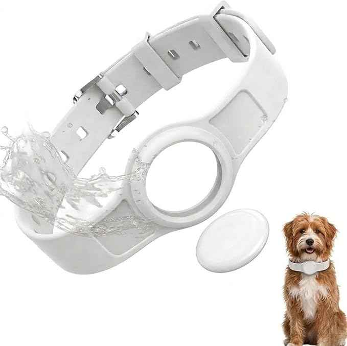 Silicone Dog Tracker Collar, Waterproof Bluetooth Pet Finder Works with Apple Find My & Google, Adjustable Collar for Small Dogs, Puppies & Cats, Fits 3.2”-14” Neck