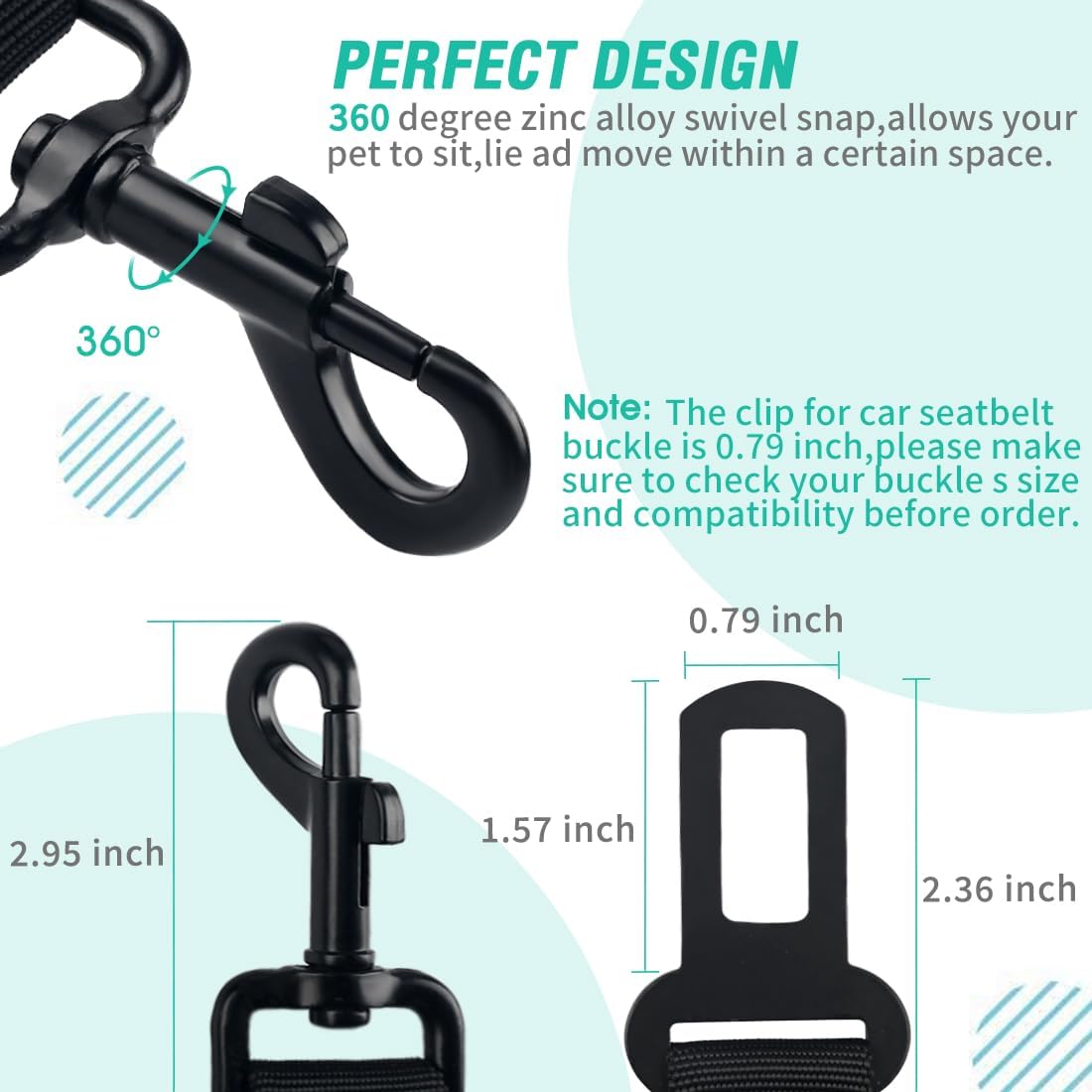 COOYOO Dog Seat Belt, Durability Retractable Dog Car Harness Adjustable Dog Seat Belt for Vehicle Nylon Pet Safety Seat Belts Heavy Duty & Elastic (1 Pack Black) - Pet Explorer