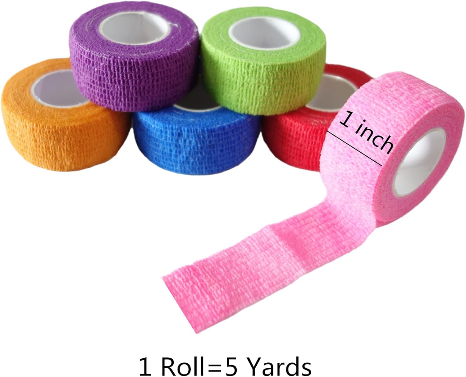 6 Pack 1" x 5 Yards Self Adhesive Bandage Wrap Breathable Cohesive Vet Wrap for Pets, Elastic Self-Adherent Tape for Sports, Wrist, Ankle (Mixed Colors) - Pet Explorer