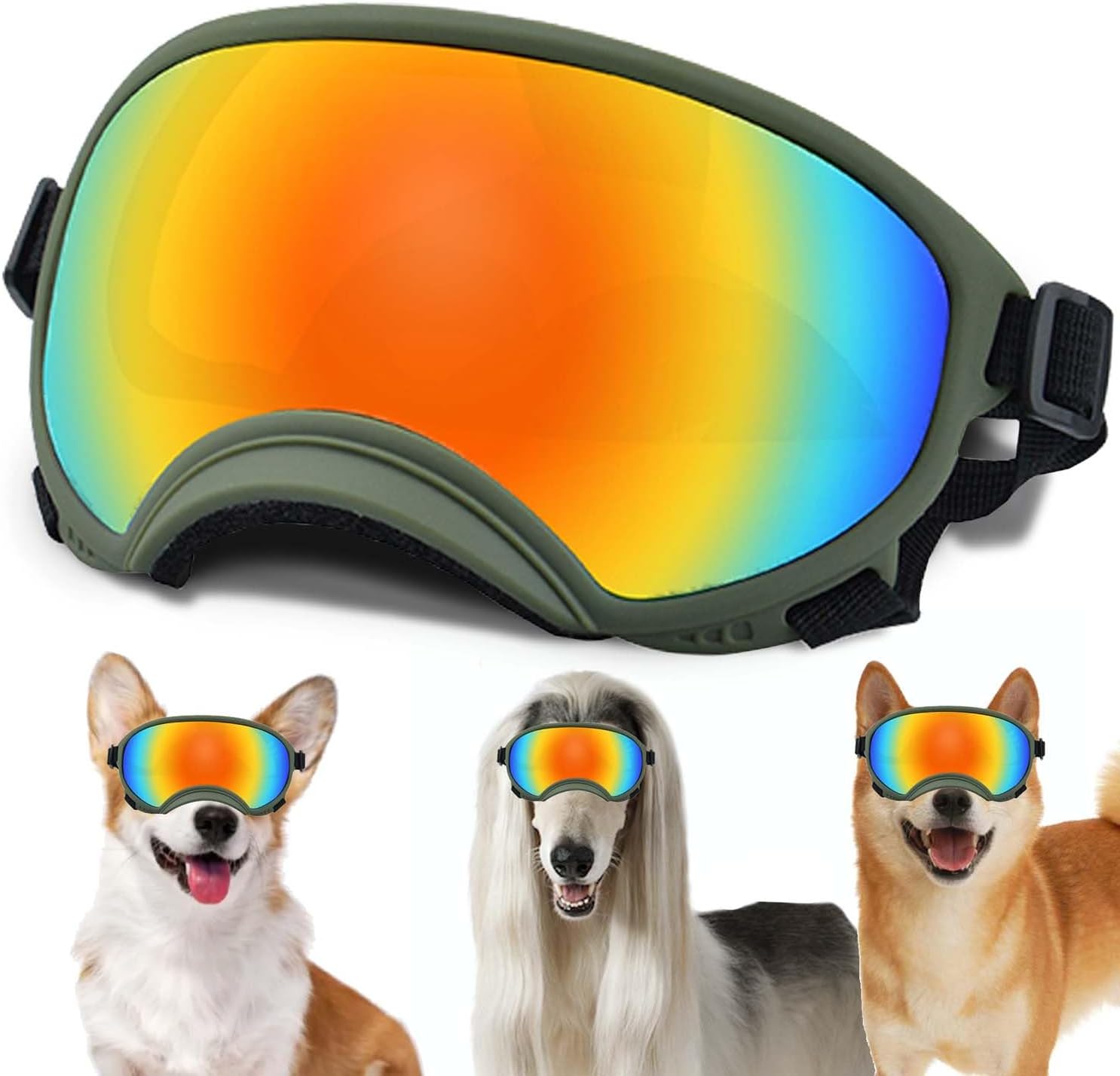 Medium Dog Sunglasses with Adjustable Strap UV Protection, Winproof Dog Puppy Sunglasses, Suitable for Medium Dog Pet Glasses, Dogs Eyes Protection,Soft Dog Goggles - Pet Explorer