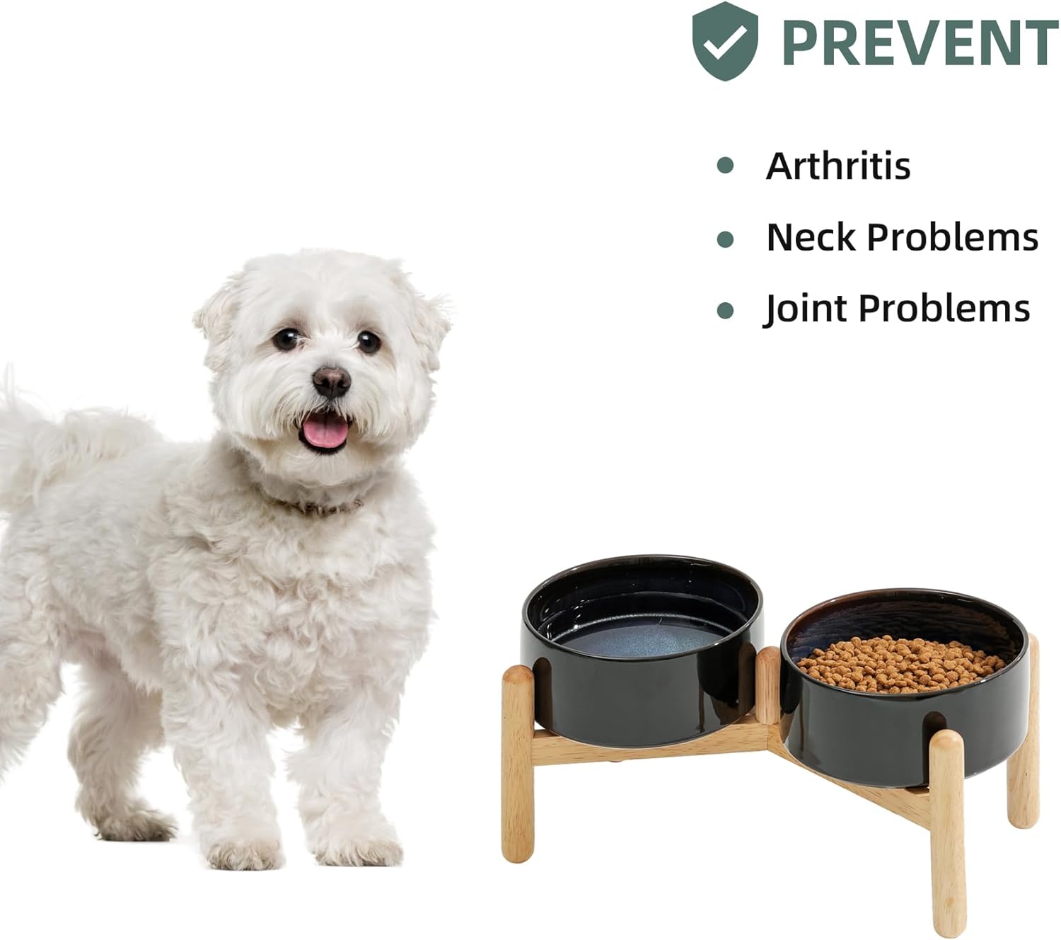 Ceramic 6.1inch Raised Dog Bowl with Stand for Small and Medium Breed Dog Dish Pet Food and Water Bowl (Double Bowl with Stand - Starry Sky, 28oz) - Pet Explorer