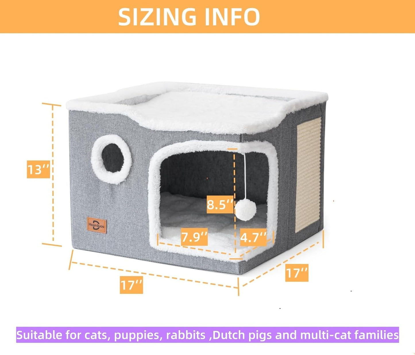 Cat Bed for Indoor Cats,Covered Cat Cave House & Furniture with Scratch Pad,Foldable Cat Hideaway Hut Cute Cat Condo with Soft Washable Mat for Multi Small Pet Under 30 lbs,Green - Pet Explorer