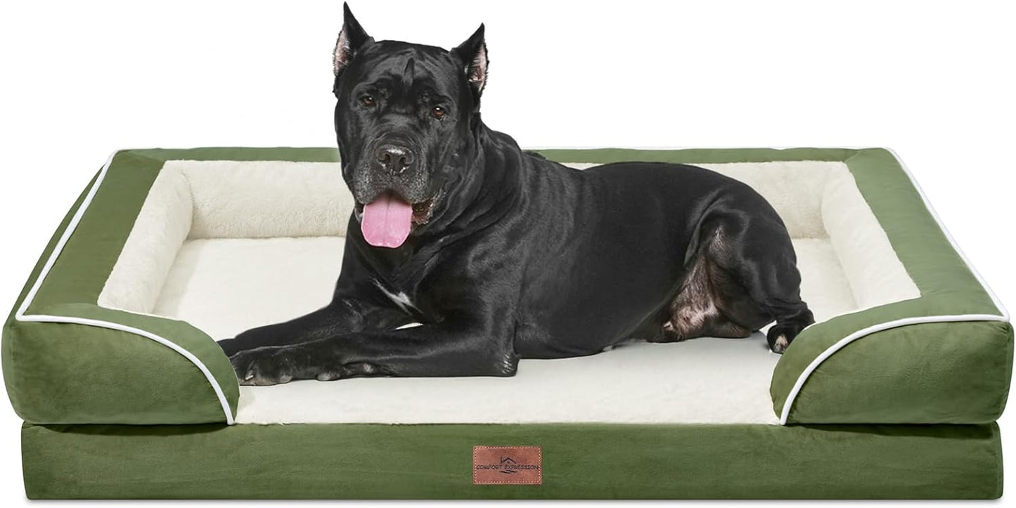 Comfort Expression XXL Orthopedic Dog Bed for Extra Large Dogs, Orthopedic Foam Dog Beds Washable, Waterproof Pet Sofa Couch with Removable Cover & Non-Slip Bottom(XX-Large,Light Green) - Pet Explorer