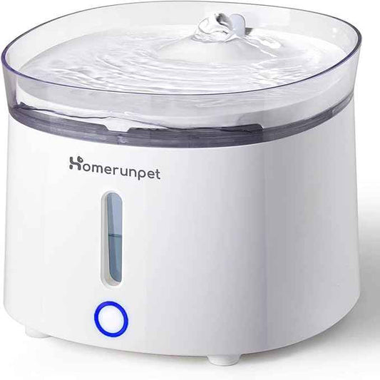 HomeRunPet Silent Cat Water Fountain, 68 oz/2L, Pet Fountain Wireless Pump, Dog Water Dispenser, Dual Mode, Quick Assembly & Easy-Clean, Filters Included