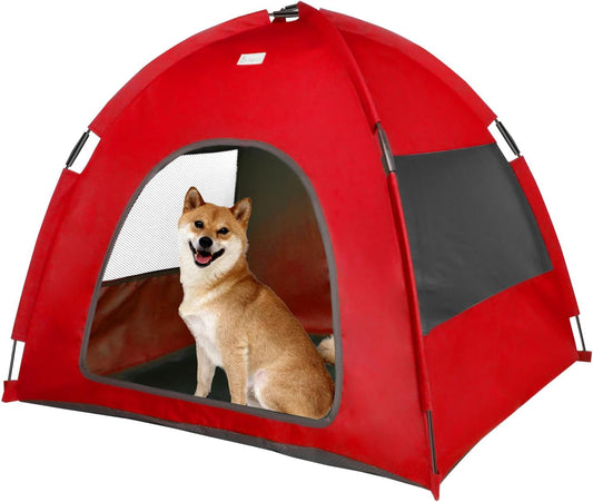 Red, Large Cat & Dog Waterproof Tent House - Washable Indoor/Outdoor Bed, Cave Nest for Small Pets - Pet Explorer