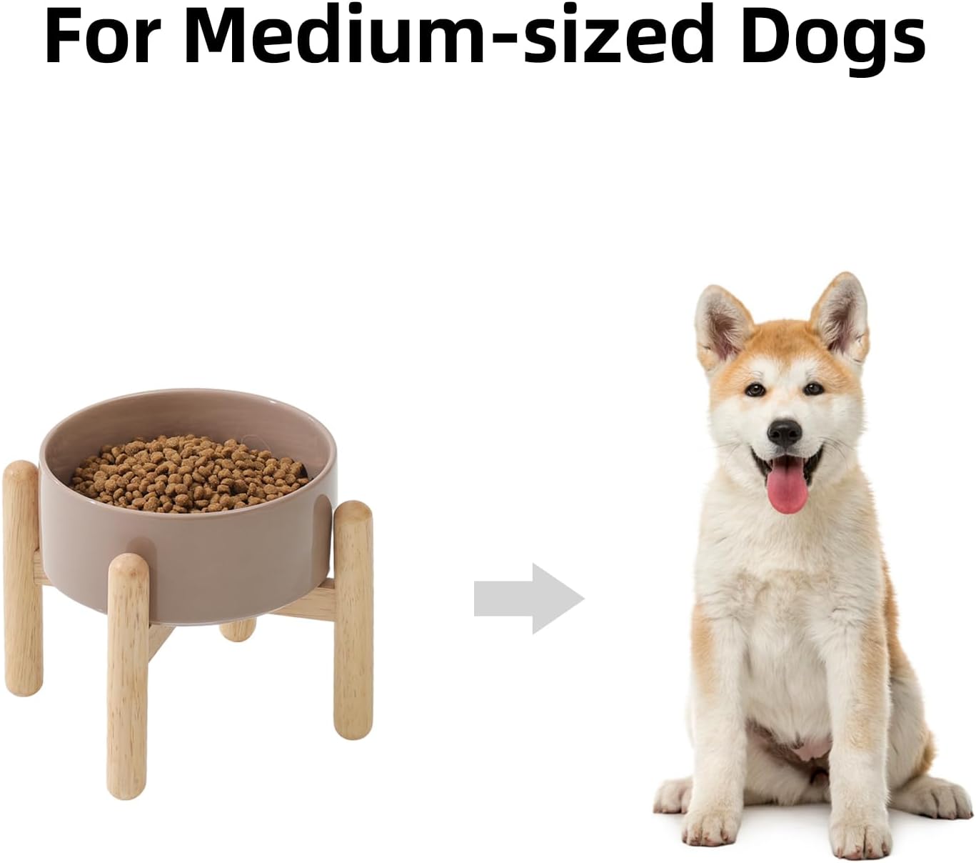 Ceramic 6.1inch Raised Dog Bowl with Stand for Small and Medium Dog Dish Pet Food and Water Bowl (Single Bowl with Stand - Brown Coffee) - Pet Explorer