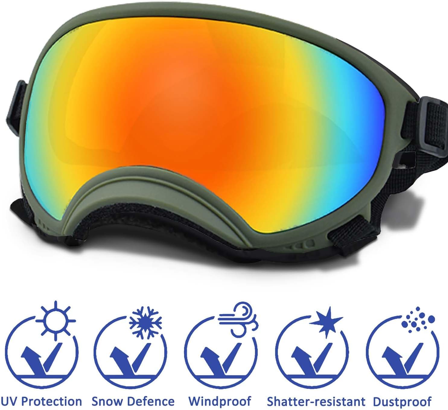 Medium Dog Sunglasses with Adjustable Strap UV Protection, Winproof Dog Puppy Sunglasses, Suitable for Medium Dog Pet Glasses, Dogs Eyes Protection,Soft Dog Goggles - Pet Explorer