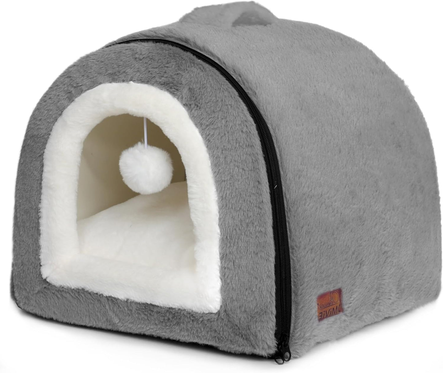 Cat Bed for Indoor Cats，Foldable cat cave，Anti-Slip & Water-Resistant Bottom，cat Houses for Indoor Cats or Small Dogs, Kitten Tent, Rabbit Bed (Dark Grey, L:(17.5"×16.9"×15.9")) - Pet Explorer
