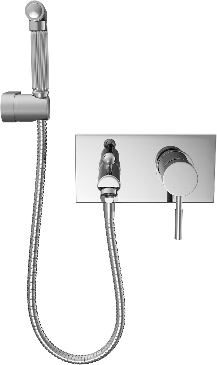 Laurel Mountain Odie 36" x 27" x 36" AcrylX Alcove Center Drain One-Piece Pet Shower in White with Hand-Held Sprayer in Chrome - Pet Explorer
