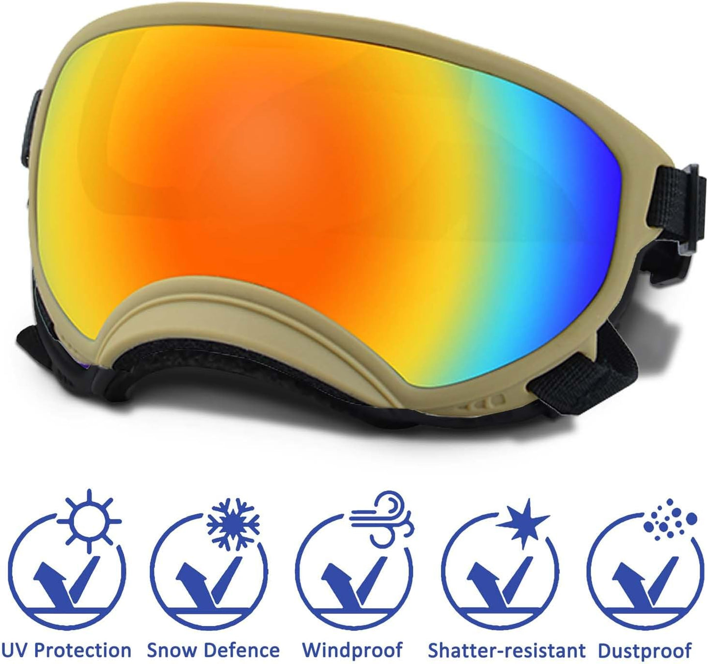 Medium Dog Sunglasses with Adjustable Strap UV Protection, Winproof Dog Puppy Sunglasses, Suitable for Medium Dog Pet Glasses, Dogs Eyes Protection,Soft Dog Goggles - Pet Explorer