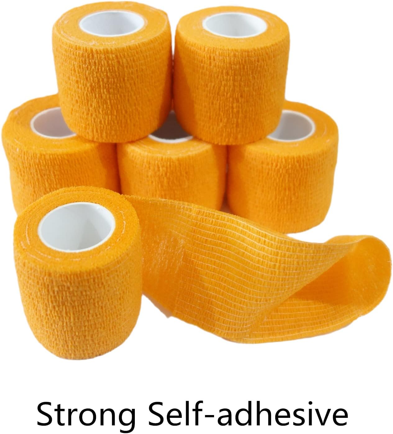 6 Pack 2" x 5 Yards Self Adhesive Bandage Wrap Breathable Cohesive Vet Wrap for Pets, Elastic Self-Adherent Tape for Sports, Wrist, Ankle (Orange) - Pet Explorer